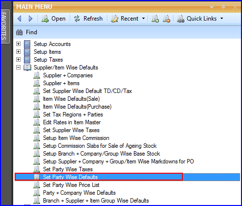 Set Party Wise Defaults